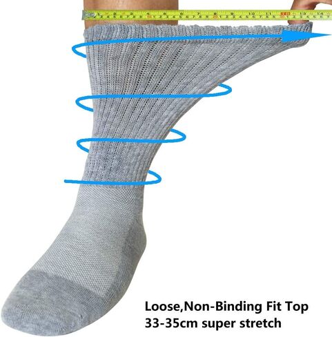 Well Knitting Loose Men's Diabetic Crew Socks,Non-Binding Top,Seamless Toe,Semi Cushion,Breathable Soft Coolmax Socks 4 Pairs in Saudi Arabia