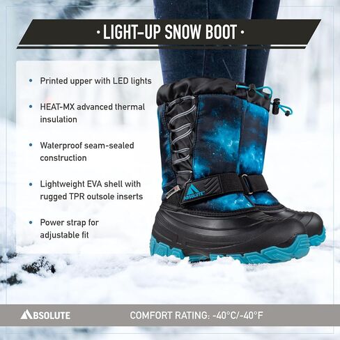Absolute Little Kid Light Up Snow Winter Boots, Warm, Insulated, Waterproof in Saudi Arabia
