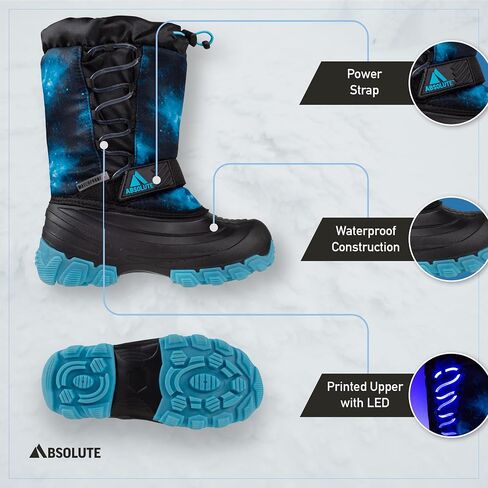 Absolute Little Kid Light Up Snow Winter Boots, Warm, Insulated, Waterproof in Saudi Arabia