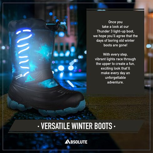 Absolute Little Kid Light Up Snow Winter Boots, Warm, Insulated, Waterproof in Saudi Arabia