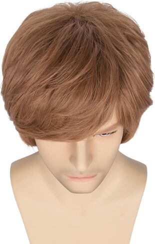 Miss U Hair Shaggy Wig Men Short Wavy Brown Wig Halloween Cosplay 60s 70s Male Rocker Costume Wig in Kuwait