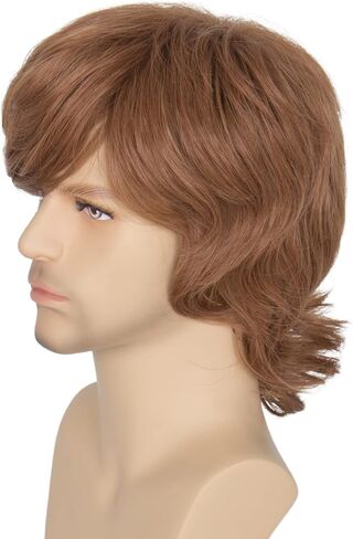 Miss U Hair Shaggy Wig Men Short Wavy Brown Wig Halloween Cosplay 60s 70s Male Rocker Costume Wig in Kuwait