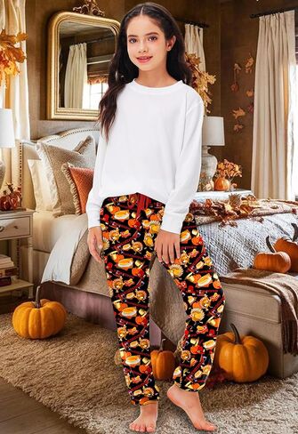 Deerose Christmas Pants Xmas Drawstring Sweatpants with Pockets 5-14 Years in Kuwait