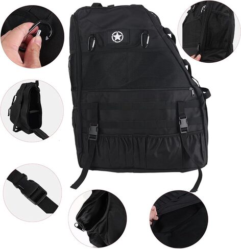 Wrangler Roll Bar Storage Bag Cage with Star Logo for JK TL LJ JL 4-Door Organizers Accessories with Multi-Pockets Tool Kits Bottle Drink Phone Gadget Holder - Pack of 2 Cargo Bag Saddlebag in Kuwait