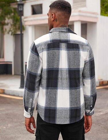 COOFANDY Men's Flannel Shirts Long Sleeve Cotton Plaid Shirt Jacket Casual Button Down Shirt with Pockets in Saudi Arabia