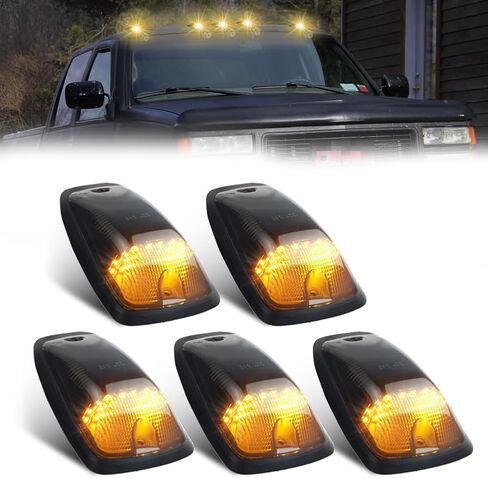 مصابيح LED لسقف الكابينة، مصابيح تشغيل علوية للتخليص 1988-2002 Chevy/GMC C/K 1500 2500 3500 5500 شاحنات بيك اب، عدسات مدخنة مصابيح علامة LED للكابينة، 5 قطع in Saudi Arabia