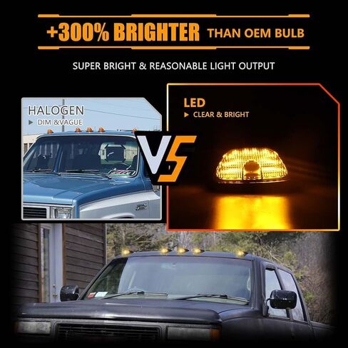 مصابيح LED لسقف الكابينة، مصابيح تشغيل علوية للتخليص 1988-2002 Chevy/GMC C/K 1500 2500 3500 5500 شاحنات بيك اب، عدسات مدخنة مصابيح علامة LED للكابينة، 5 قطع in Saudi Arabia