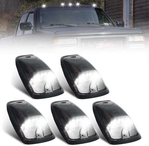 مصابيح LED لسقف الكابينة، مصابيح تشغيل علوية للتخليص 1988-2002 Chevy/GMC C/K 1500 2500 3500 5500 شاحنات بيك اب، عدسات مدخنة مصابيح علامة LED للكابينة، 5 قطع in Saudi Arabia