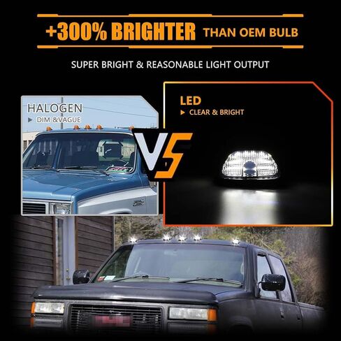 مصابيح LED لسقف الكابينة، مصابيح تشغيل علوية للتخليص 1988-2002 Chevy/GMC C/K 1500 2500 3500 5500 شاحنات بيك اب، عدسات مدخنة مصابيح علامة LED للكابينة، 5 قطع in Saudi Arabia