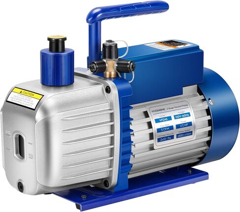 VIVOHOME 1/2 HP 5 CFM 110V Dual Stage HVAC Vacuum Pump, Sparkless Motor for R32 R1234yf R134a R22 R410a Systems, Auto AC Vacuum Pump for Air Conditioner Servicing Resin Degassing with 2 Oil Bottles in Kuwait