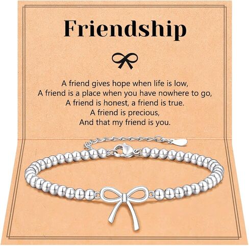 PINKDODO Silver Bows Bracelet, Best Friend Gift for Women Bridesmaid Proposal Gifts in Saudi Arabia