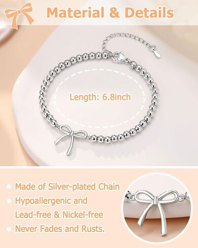 PINKDODO Silver Bows Bracelet, Best Friend Gift for Women Bridesmaid Proposal Gifts in Saudi Arabia
