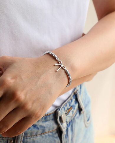 PINKDODO Silver Bows Bracelet, Best Friend Gift for Women Bridesmaid Proposal Gifts in Saudi Arabia