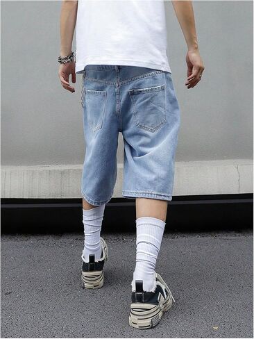 OYOANGLE Men's Vintage Straight Leg Jean Shorts Mid Rise Bermuda Denim Shorts Y2K Jorts with Pocket in Saudi Arabia