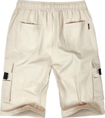 ELETOP Men's Cargo Shorts Casual Cotton Elastic Waist Work Shorts Drawstring Big Tall Classic Stretch Shorts in Saudi Arabia
