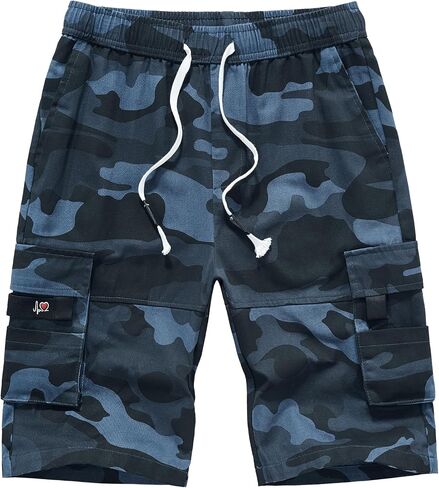ELETOP Men's Cargo Shorts Casual Cotton Elastic Waist Work Shorts Drawstring Big Tall Classic Stretch Shorts in Saudi Arabia