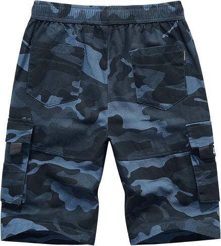 ELETOP Men's Cargo Shorts Casual Cotton Elastic Waist Work Shorts Drawstring Big Tall Classic Stretch Shorts in Saudi Arabia