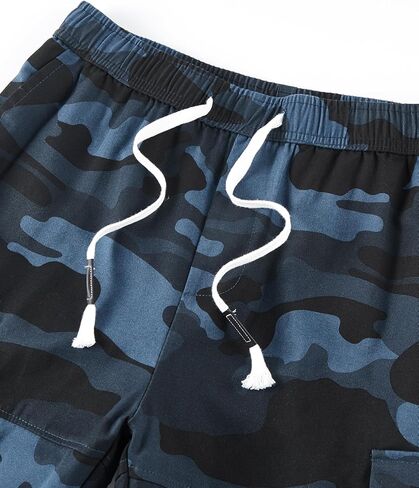 ELETOP Men's Cargo Shorts Casual Cotton Elastic Waist Work Shorts Drawstring Big Tall Classic Stretch Shorts in Saudi Arabia