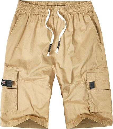 ELETOP Men's Cargo Shorts Casual Cotton Elastic Waist Work Shorts Drawstring Big Tall Classic Stretch Shorts in Saudi Arabia