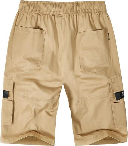 ELETOP Men's Cargo Shorts Casual Cotton Elastic Waist Work Shorts Drawstring Big Tall Classic Stretch Shorts in Saudi Arabia