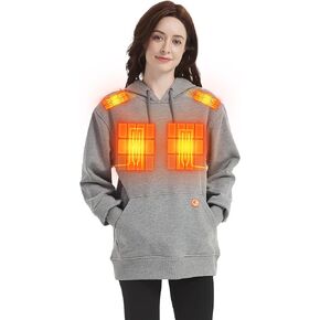 CAFORU Heated Pullover Hoodie (Unisex),5Heating Zones,Heated Hooded Sweatshirt with 7.4V Battery Pack for Men and Women