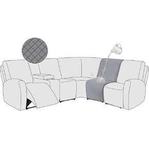 ALIECOM 100% Waterproof Sectional Recliner Couch Covers L Shape Sofa Cover Jacquard Stretch 5-Piece Corner Couch Cover for Reclining Sectional Slipcover Furniture Protector (5 Seat, Light Gray) in Kuwait