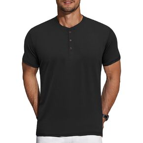 COOFANDY Men's Henley Shirts Short Sleeve Casual Basic Tee Summer Button Henley Soild T Shirts