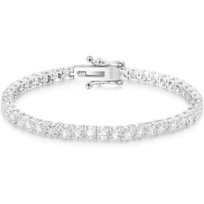 KRKC&CO Moissanite Tennis Bracelet for Women Men, S925 Sterling Silver, 5.29-13.5Ctw D Color VVS1 Round Cut Moissanite Bracelets with White Gold Plated, Jewelry for Her