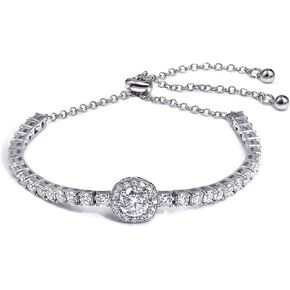 4.35Ct Moissanite Tennis Bracelets for Women Adjustable Slider I 18K White Gold Charm Bracelet I Sterling Silver Diamond Bracelet I 6.5-8.5 inch Wristband Bracelet