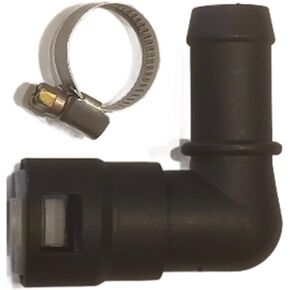 UPGRADED 800-418 Stronger than OEM Heater Core Coolant Hose Quick Disconnect 90 Degree Elbow Connector w/Clamp FITS: 3/4" Tube and 3/4" Heater Hose. FITS: Select Ford, Lincoln, GM Cars and Trucks