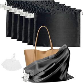 6 Pack Dust Bags for Handbags Purse Dust Bags Silk Cloth Drawstring Large Travel Storage Pouches for Purses, Shoes, and Boots