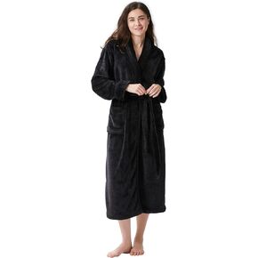 COOVA Women's Bathrobe Shawl Collar and Hooded,Lounge Sleepwear Robe Side Pockets