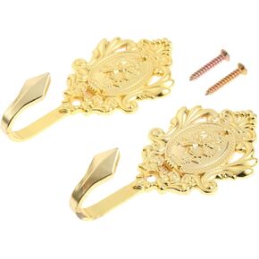 2Pcs Curtain Tiebacks Hook Vintage Bronze Rose Pattern Carved Wall Hooks Key Hook Clothes Hanger Bathroom Bedroom Multi-Function Decorative Hook with Screws