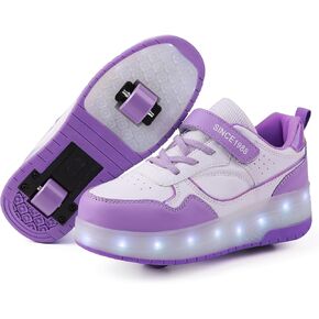Roller Skate Shoes for Boys Girl Sneakers with Retractable Wheels-Stylish Trainers for Kids, Enhanced Safety LED Light-Up USB Rechargeable Skateboarding Perfect for Party, Birthday, Christmas