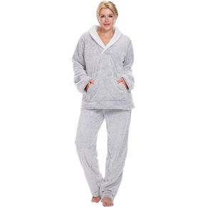 Womens Fluffy Pajamas Sets Fleece Pajamas For Women Pullover Pants Loose Plush Sleepwear