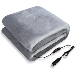 VINGVO Heated Car Blanket, 12V Car Electric Blanket, Flannel Sherpa Machine Washable Heating Throw, 3 Heating Levels Electric Blanket for Car, Truck, SUV, RV 59" x 39.4"