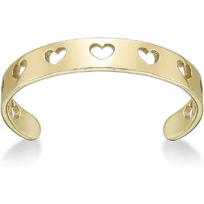 Lavari Jewelers Filigree Heart Cutout Open Band Toe Ring for Women in 10K Yellow Gold - One Size Fits Most Toes - Body Jewelry 3 mm Wide