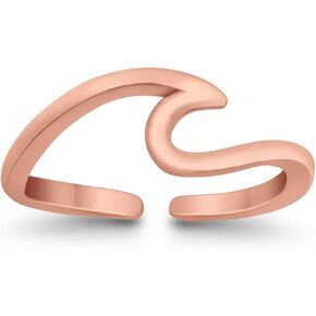 Blue Apple Co. Wave Toe Ring Band Adjustable 925 Sterling Silver (5mm)