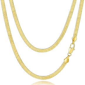 3.5mm Gold Necklaces 14K Gold Chain Necklace Woman Mens Chain 14K Gold Necklace for Women Non Tarnish Herringbone Necklace For Women Snake Chain Necklace 16'' 18'' 20'' 22'' 24'' 26'' 30''