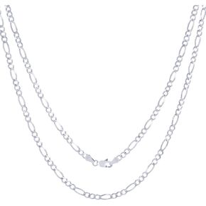 Nuragold 10k White Gold 3.5mm Solid Figaro Chain Link Pendant Necklace, Mens Womens Jewelry 16" 18" 20" 22" 24" 26"