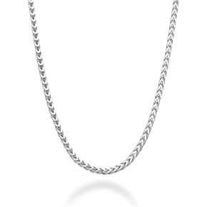 Miabella Italian Solid 925 Sterling Silver 2mm Franco Square Box Link Chain Necklace for Men Women Made in Italy