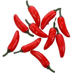 Artificial Chili, 10Pcs Simulation Artificial Lifelike Small Chili, Fake Hot Chili Peppers Photography Props, Plastic Fake Vegetable for Photographic Props, Home Kitchen Decoration