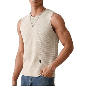 WDIRARA Men's Knit Sweater Vest Sleeveless V Neck Pullover Tank Tops