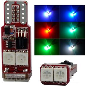 SOCAL-LED الإضاءة 2 قطعة RC 194 W5W LED لمبات 5050 6SMD مشرق إسفين داخلي/قبة/خريطة/باب/لوحة ترخيص ضوء (T10 RGB)
