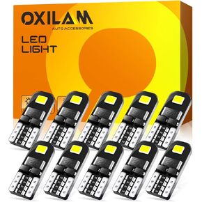 OXILAM 194 LED Bulbs, Widely Used as Car Truck Interior Dome Map Door Courtesy Marker License Plate Lights, 6000K White with High Power Chipsets for T10 168 2825 LED Bulbs Replacement (10 PCS)