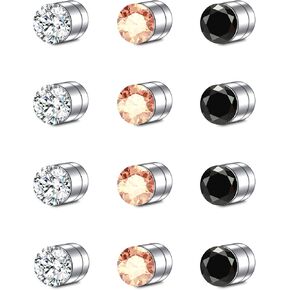 D.Bella Fake Nose Ring Stud Magnetic Nose Stud Clip On Lip Ear Non Pierced Jewelry for Women Men Black Silver Rose Gold