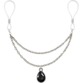 Non Piercing Nipple Jewelry Nipple Noose with Crystal Teardrop Women Faux Body Piercing Jewelry Nipple Chains