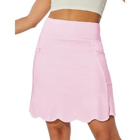 M MOTEEPI 20" Scalloped Hem Golf Skirts for Women with Zipper Pockets Womens Skort Tummy Control