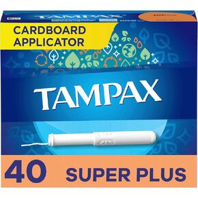 Tampax Tampons, Super Plus Absorbency, Cardboard Applicator, Leakgaurd Skirt, Unscented, 40 Count