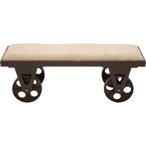 Deco 79 Industrial Wood Foyer Bench for Hallway Front Door, Doorway, Living, Mudroom, Bedroom, Waiting Room, 47"L x 16"W x 17"H, Brown